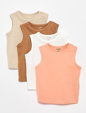 Pack de 4 camisetas sin mangas lisas