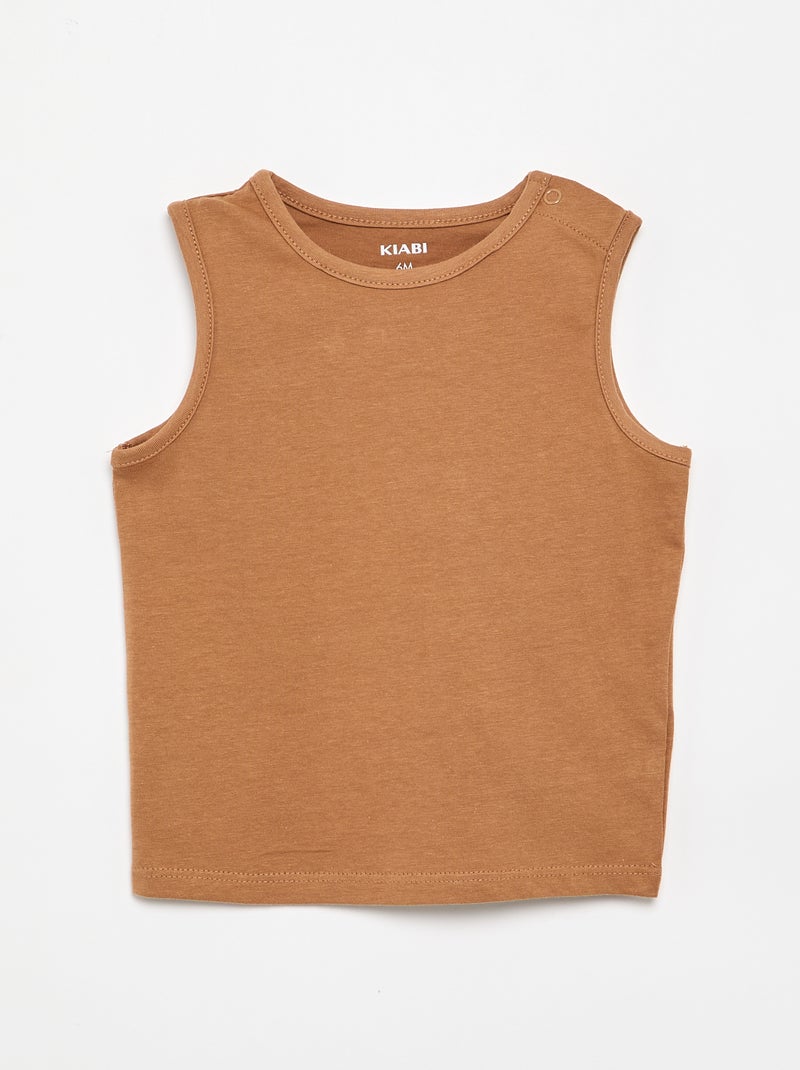 Pack de 4 camisetas sin mangas lisas Naranja - Kiabi
