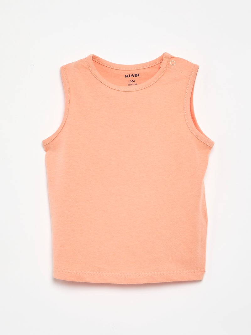 Pack de 4 camisetas sin mangas lisas Naranja - Kiabi