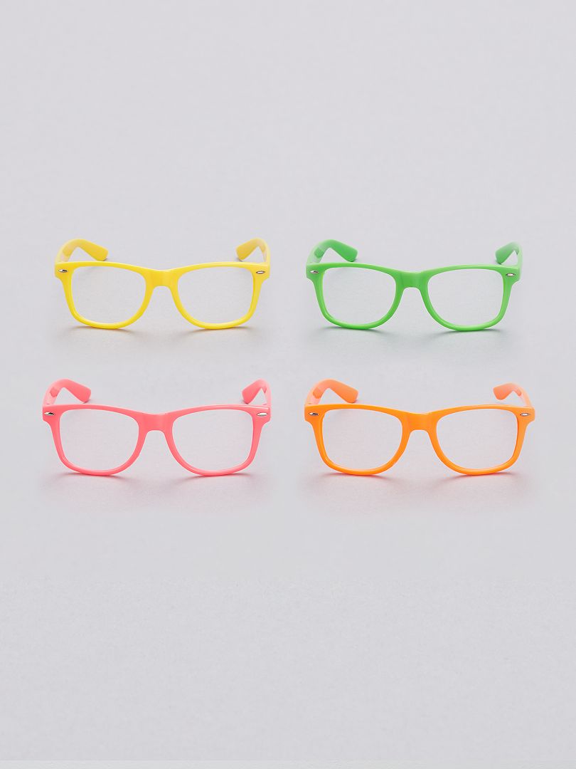 Pack de 4 gafas fluorescentes sin cristales multicolor - Kiabi