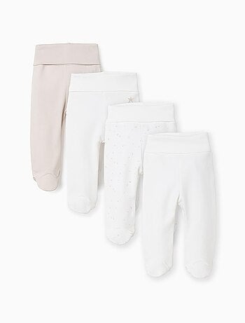 Pack de 4 pantalones con pies 100% algodón