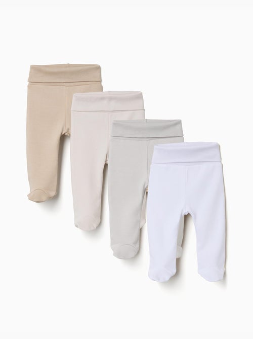 Pack de 4 Pantalones con Pies de Algodón - Kiabi Pack de 4 Pantalones con Pies de Algodón - Kiabi