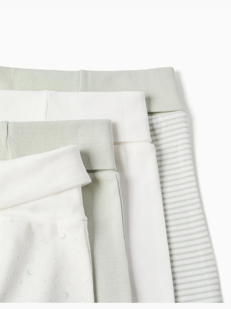 Pack de 4 pantalones de algodón de cintura alta Blanco Verde - Kiabi