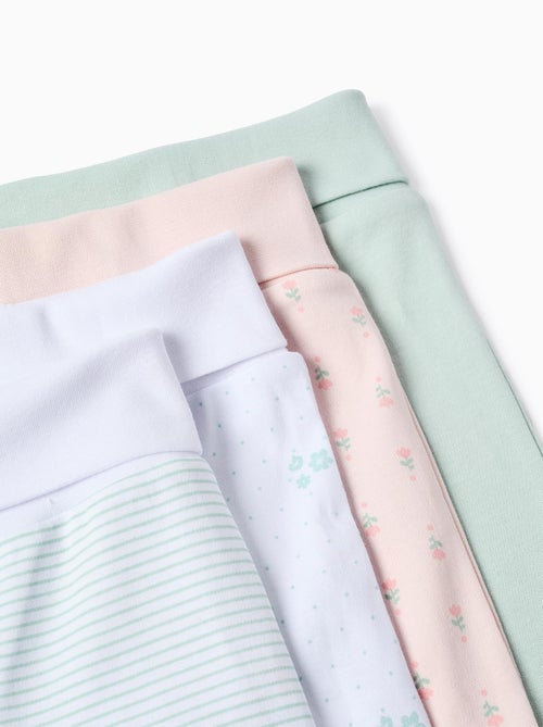 Pack de 4 pantalones extra cómodos con flores - Kiabi Pack de 4 pantalones extra cómodos con flores - Kiabi