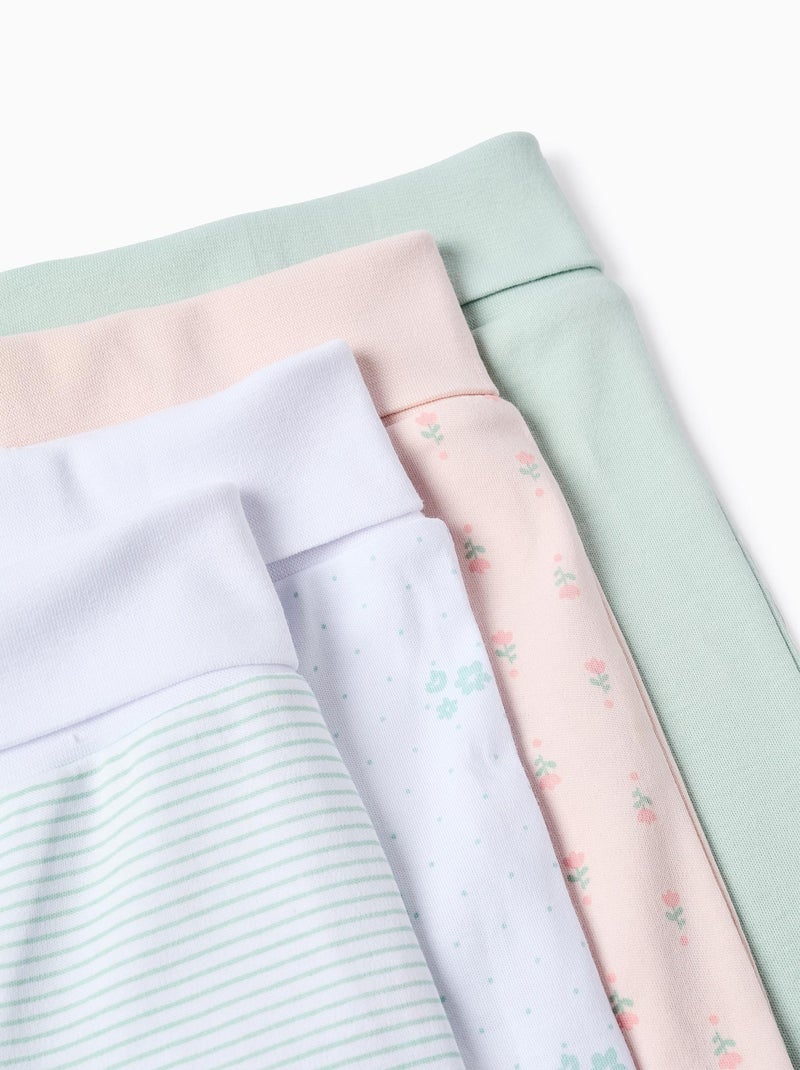 Pack de 4 pantalones extra cómodos con flores Blanco Rosa Blanco - Kiabi