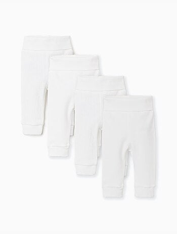 Pack de 4 pantalones lisos/acanalados de algodón