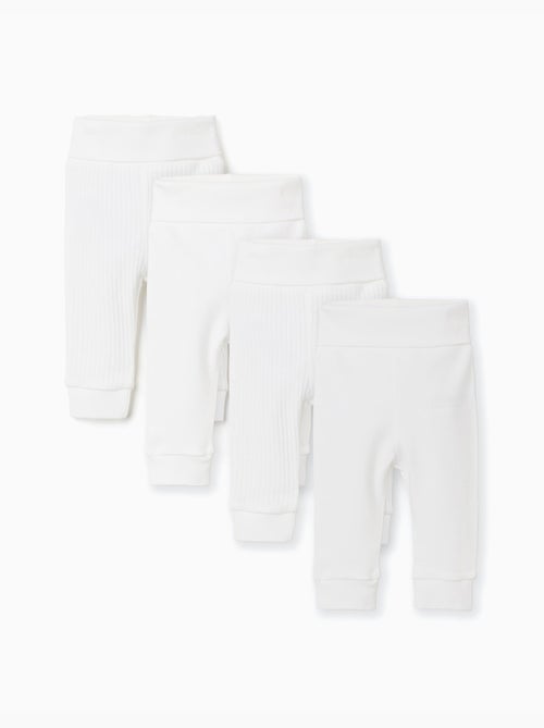 Pack de 4 pantalones lisos/acanalados de algodón - Kiabi