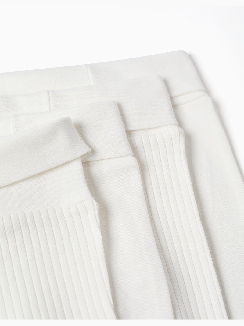 Pack de 4 pantalones lisos/acanalados de algodón Blanco - Kiabi
