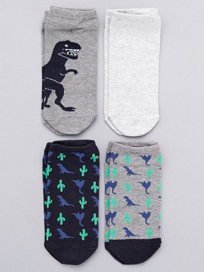 Pack de 4 pares calcetines invisibles 'dinosaurios' GRIS - Kiabi