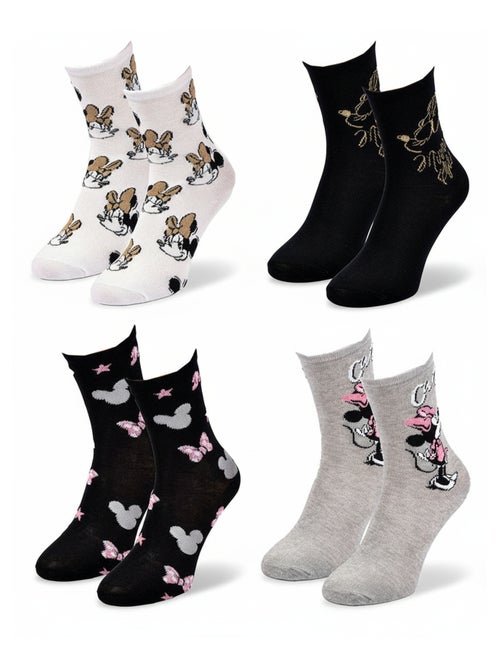 Pack de 4 Pares Calcetines Mujer DISNEY MINNIE - Kiabi Pack de 4 Pares Calcetines Mujer DISNEY MINNIE - Kiabi