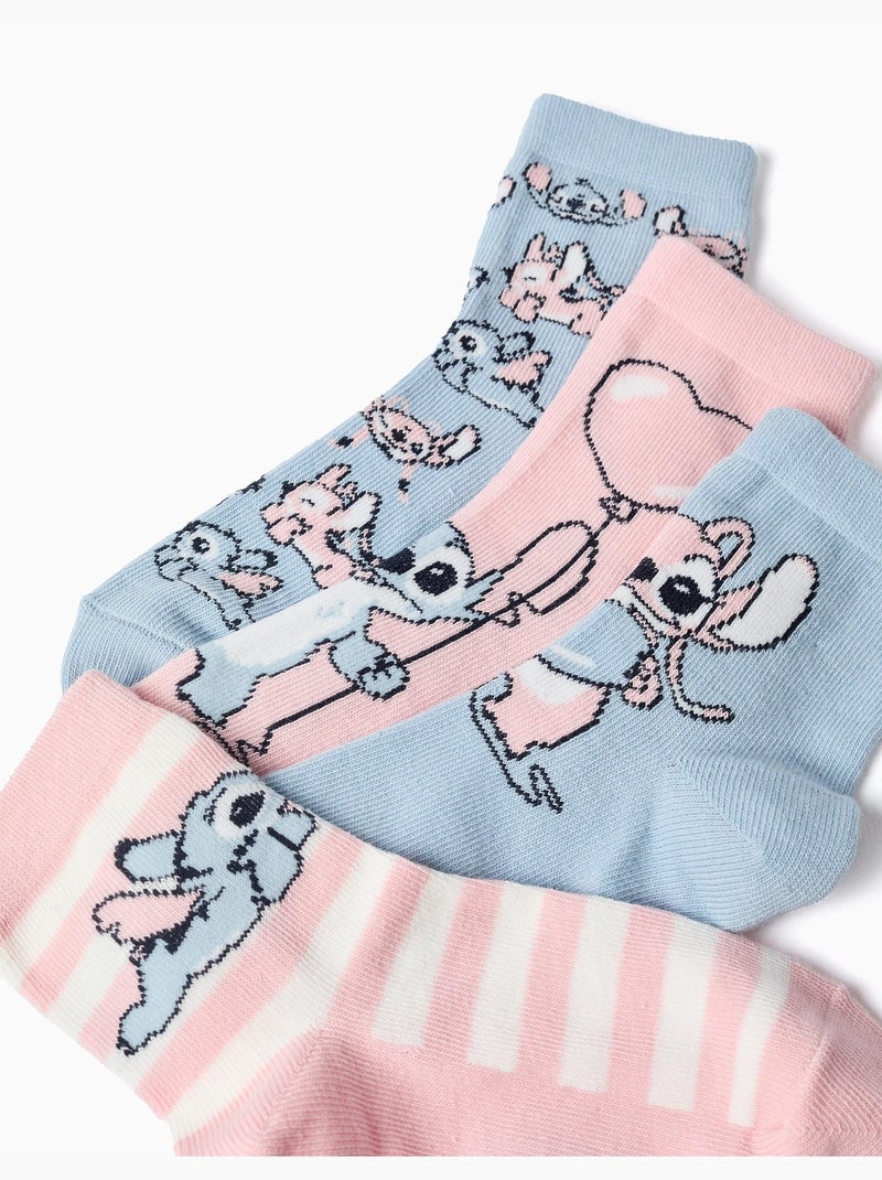 Pack de 4 pares de calcetines con estampados de Stitch Blanco Rosa Azul - Kiabi