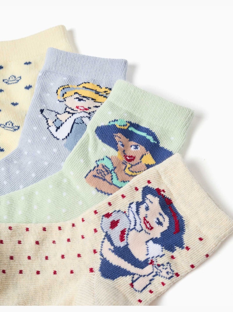 Pack de 4 pares de calcetines con las Princesas Disney Azul Amarillo - Kiabi
