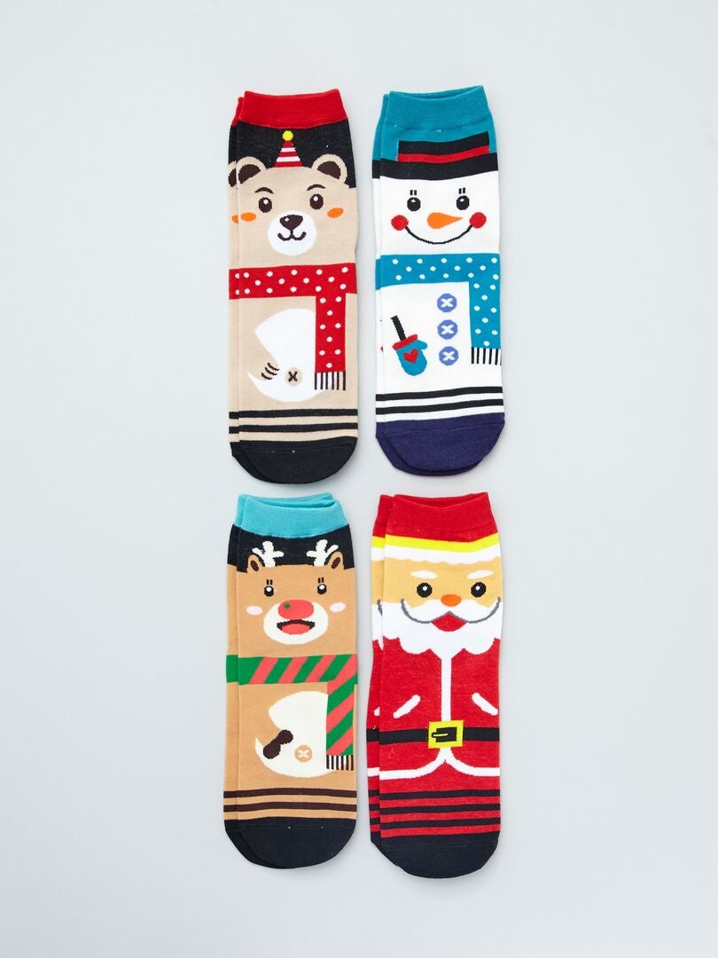 Pack de 4 pares de calcetines de Navidad BEIGE - Kiabi
