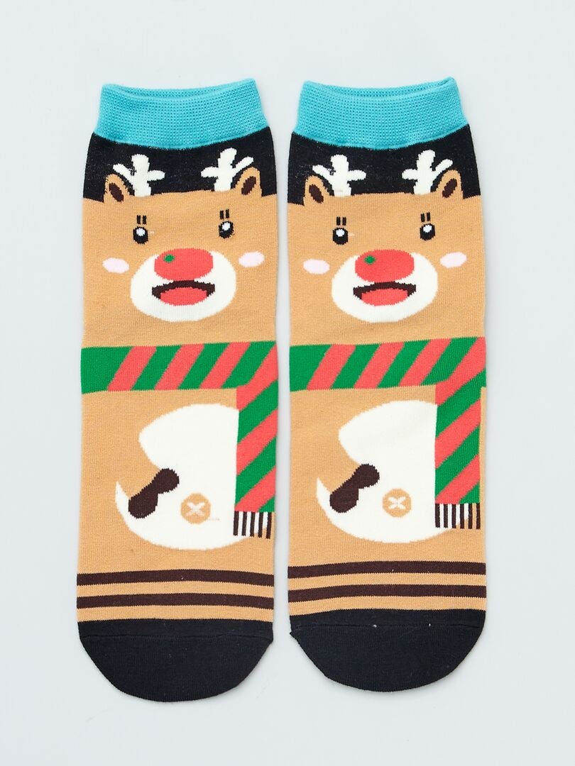 Pack de 4 pares de calcetines de Navidad BEIGE - Kiabi