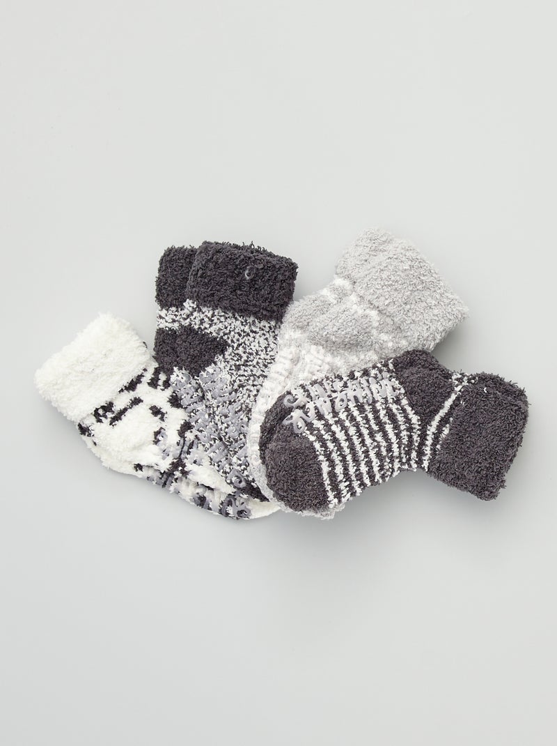 Pack de 4 pares de calcetines de punto de rizo GRIS - Kiabi
