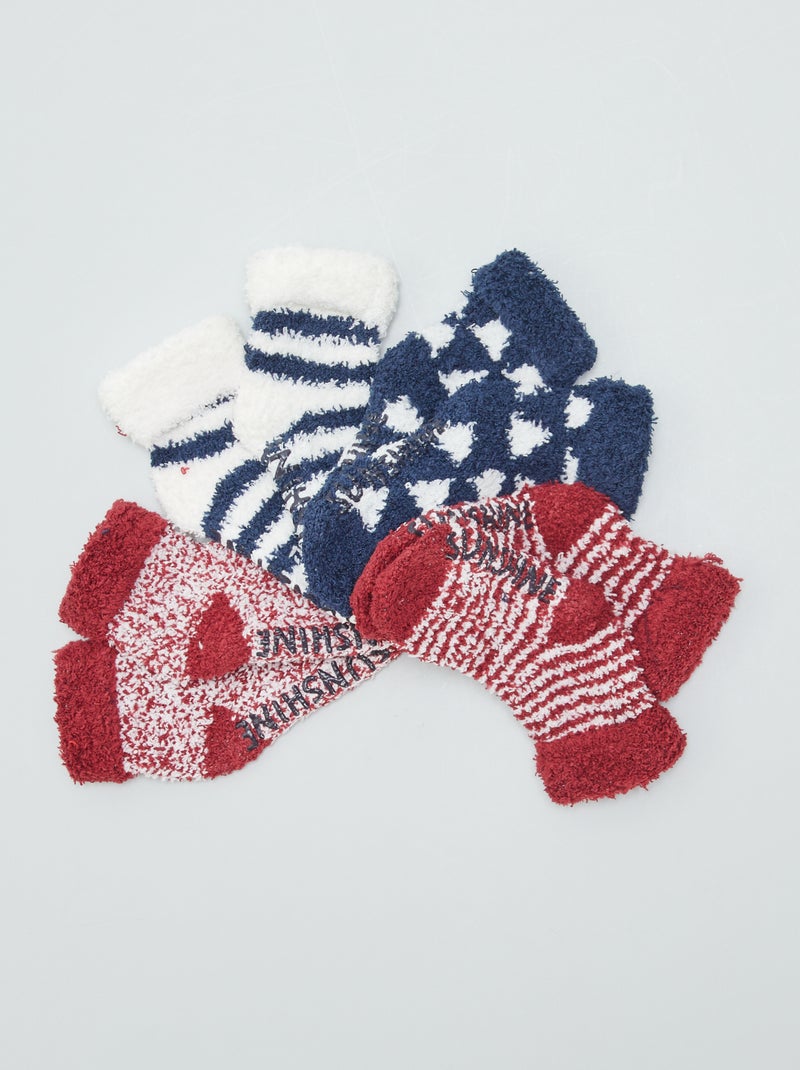 Pack de 4 pares de calcetines de punto suave ROJO - Kiabi