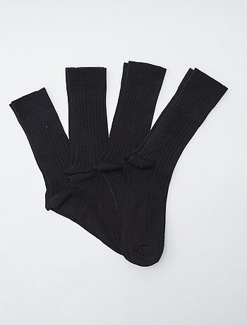 Pack de 4 pares de calcetines largos de punto acanalado