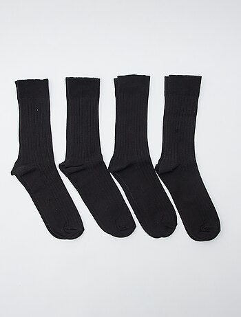 Pack de 4 pares de calcetines largos de punto acanalado