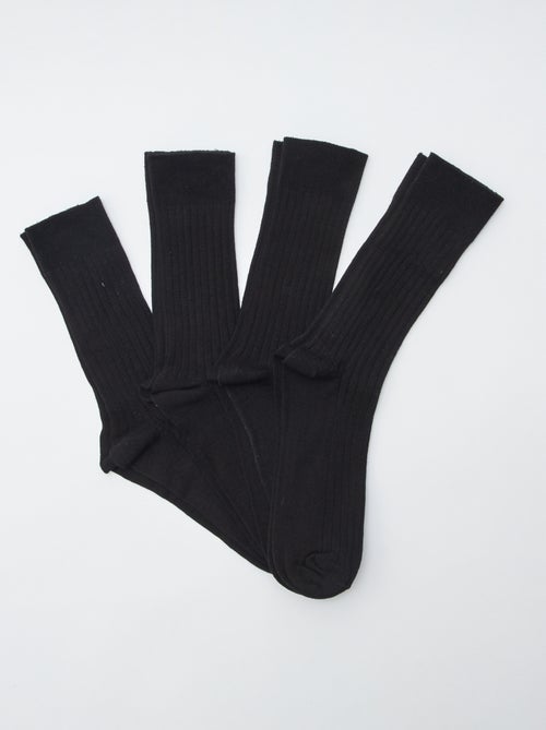 Pack de 4 pares de calcetines largos de punto acanalado - Kiabi