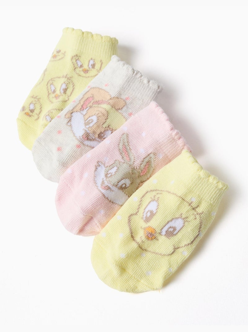 Pack de 4 pares de calcetines tobilleros Looney Tunes Rosa/Amarillo - Kiabi