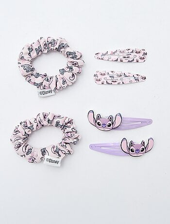Pack de 4 pinzas + 2 gomas de pelo 'Stitch'