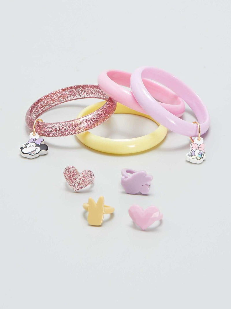 Pack de 4 pulseras + 4 anillos 'Daisy y Minnie' ROSA - Kiabi