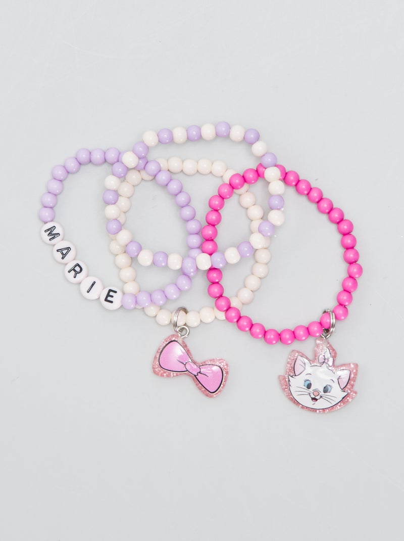 Pack de 4 pulseras de perlas 'Disney' 'Marie' ROSA - Kiabi