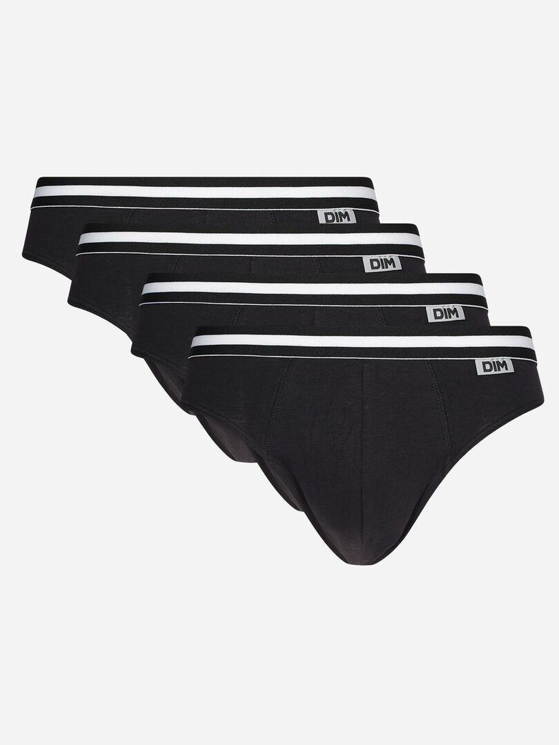 Pack de 4 slips de algodón elástico 'Ecodim' negro - Kiabi