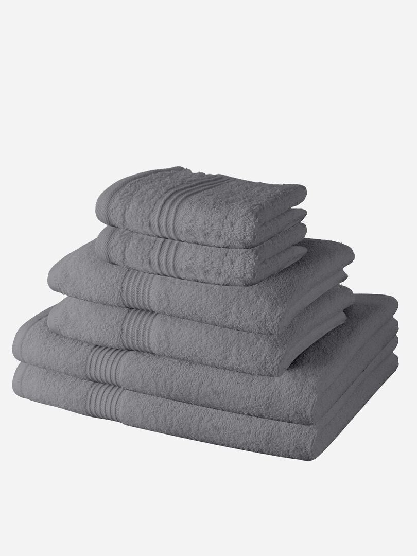 Pack de 4 toallas pequeñas y 2 toallas grandes GRIS - Kiabi