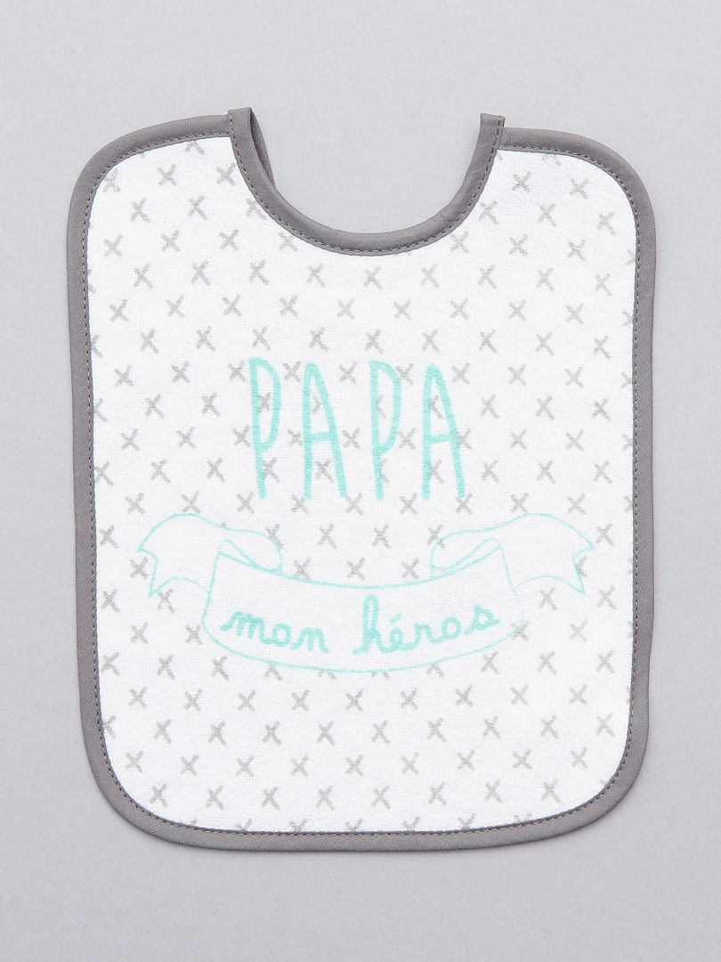 Pack de 5 baberos con mensajes 'Babycalin' blanco/gris - Kiabi