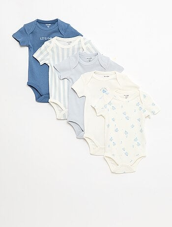 Pack de 5 bodies de manga corta en algodón