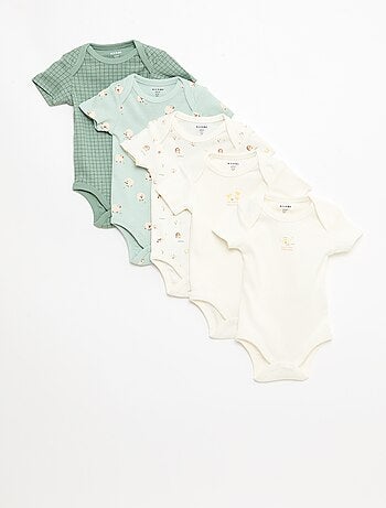 Pack de 5 bodies de manga corta en algodón