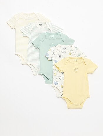 Pack de 5 bodies de manga corta en algodón