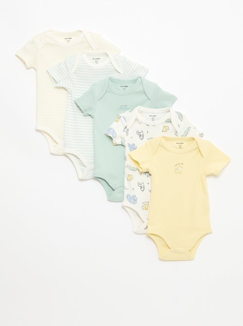 Pack de 5 bodies de manga corta en algodón - Kiabi