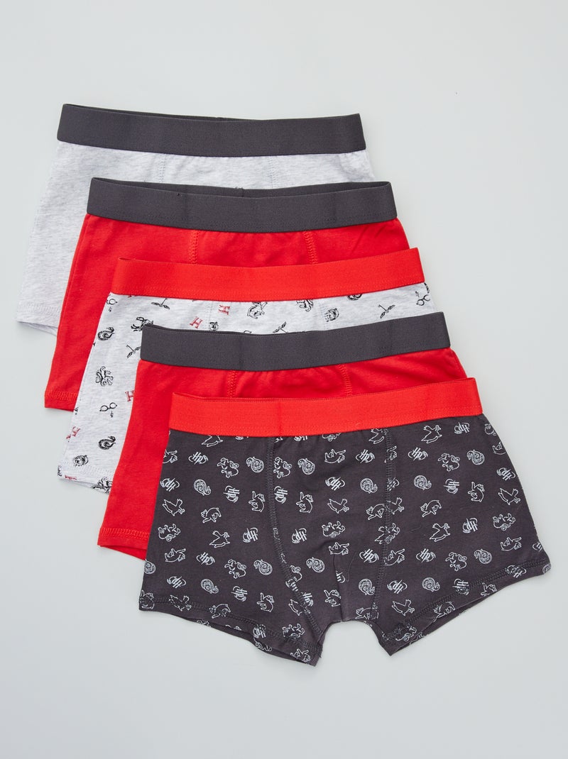 Pack de 5 boxers 'Harry Potter' rojo/gris - Kiabi