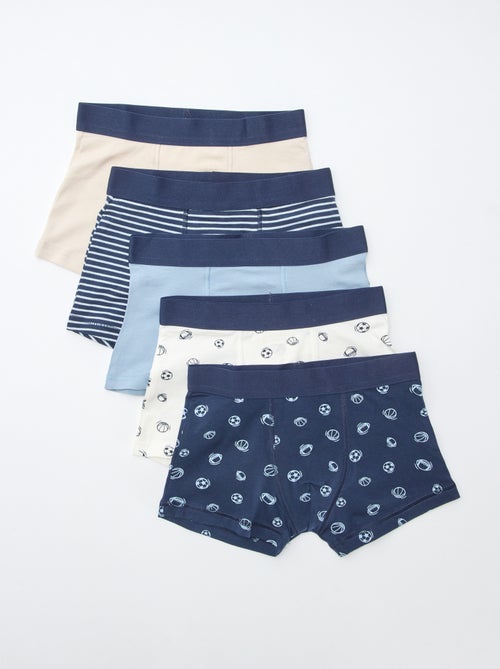Pack de 5 boxers lisos y estampados - Kiabi