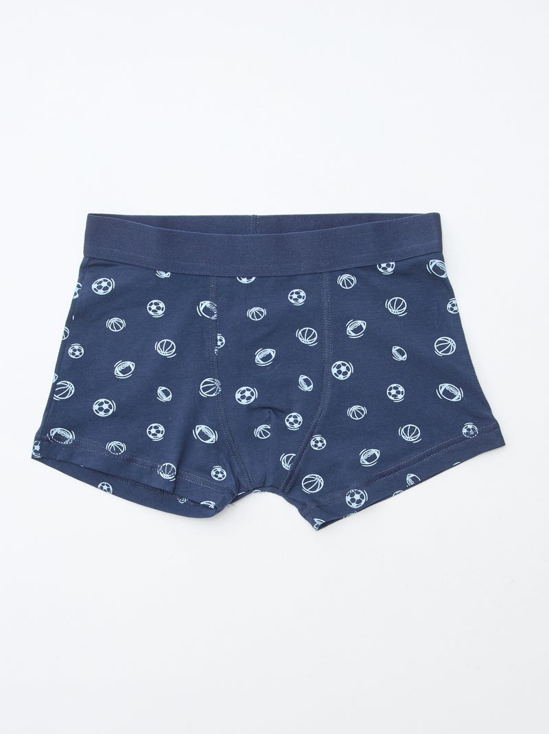 Pack de 5 boxers lisos y estampados Azul - Kiabi