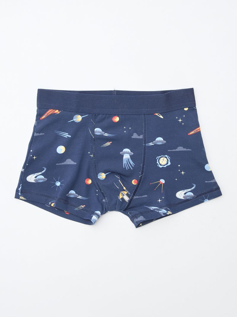 Pack de 5 boxers lisos y estampados Azul - Kiabi
