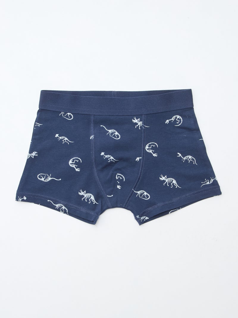 Pack de 5 boxers lisos y estampados Azul - Kiabi