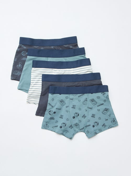 Pack de 5 boxers lisos y estampados - Kiabi