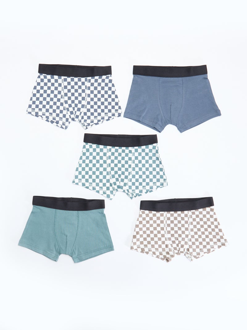 Pack de 5 boxers lisos y estampados Gris - Kiabi