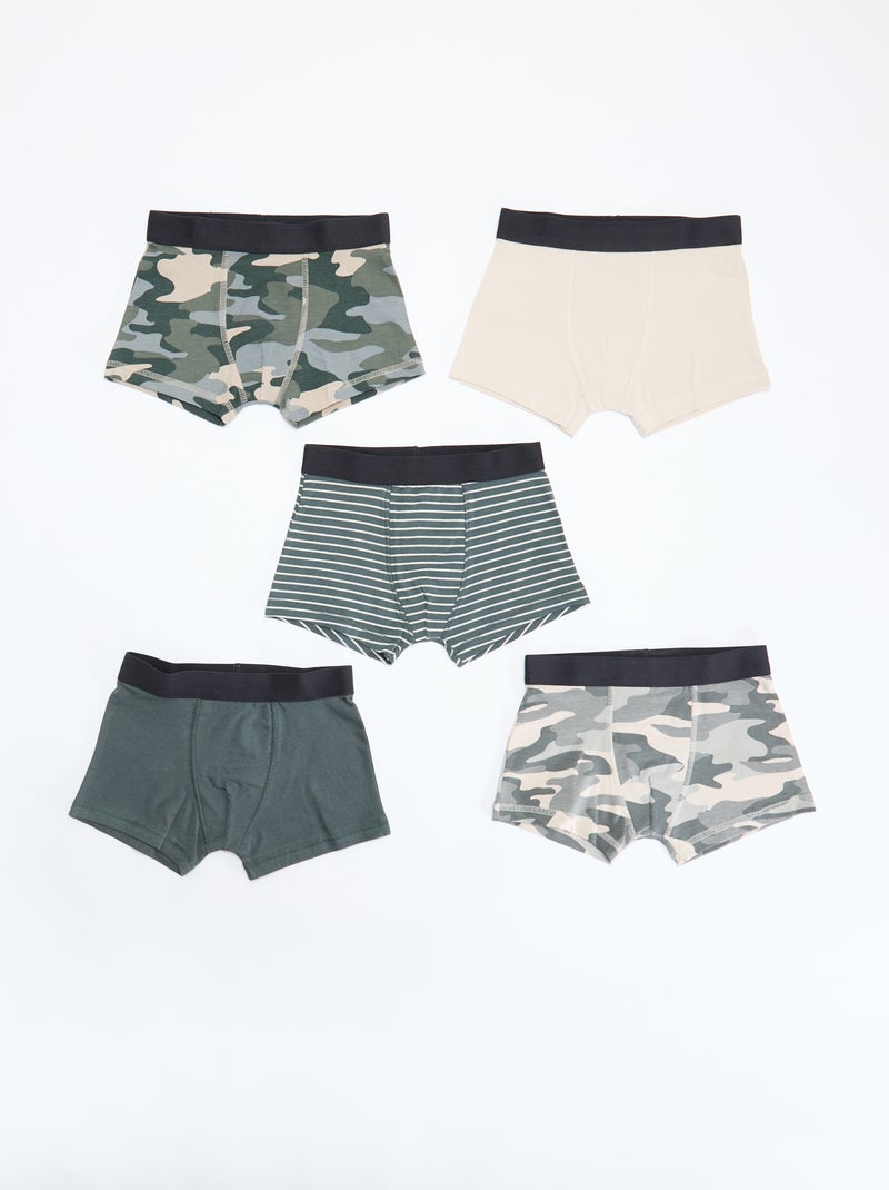 Pack de 5 bóxers para hombre con motivos de fantasía Kaki - Kiabi