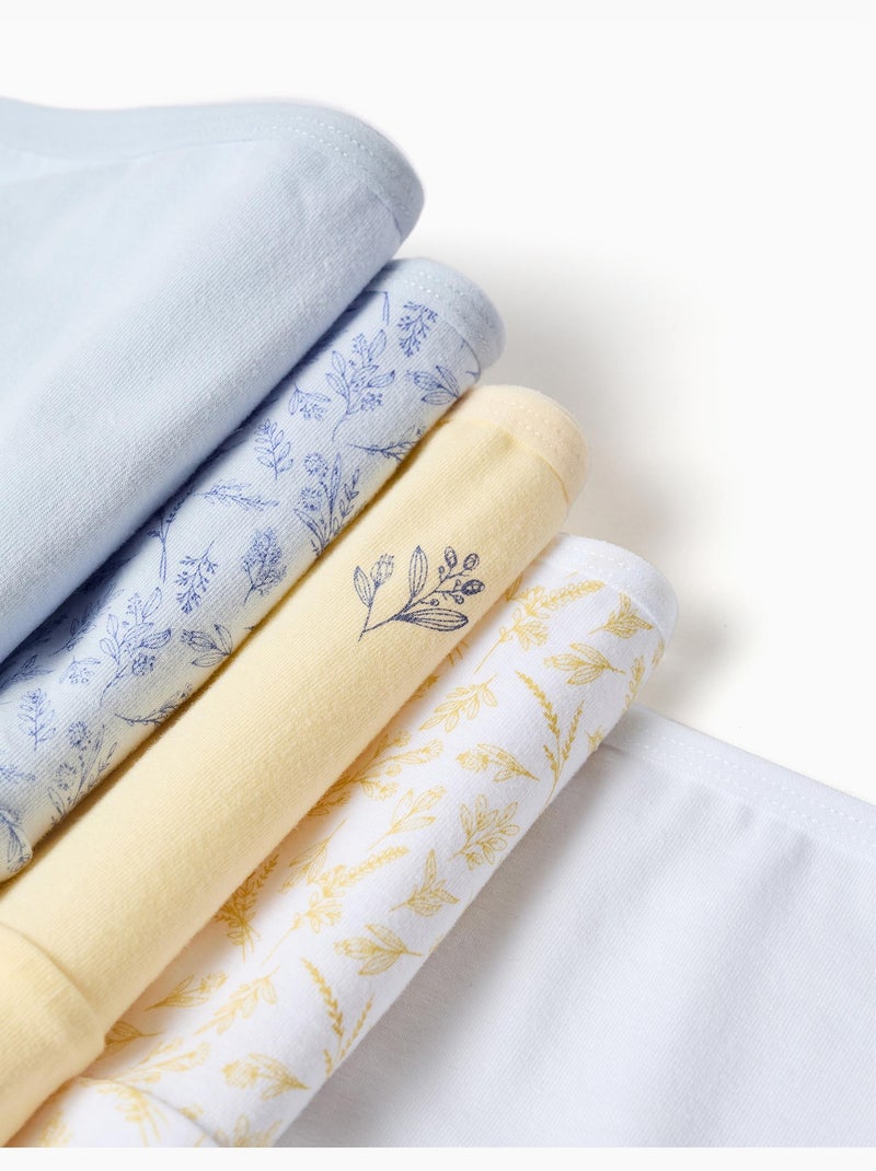 Pack de 5 bragas de algodón con estampados florales Azul Amarillo - Kiabi