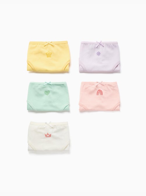 Pack de 5 bragas de algodón con estampados y lazos - Kiabi