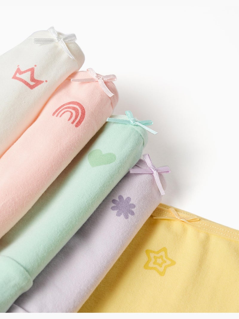 Pack de 5 bragas de algodón con estampados y lazos Blanco Rosa claro Blanco - Kiabi