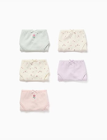 Pack de 5 bragas de algodón con flores
