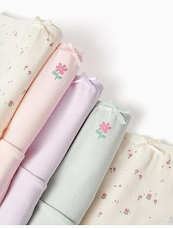 Pack de 5 bragas de algodón con flores
