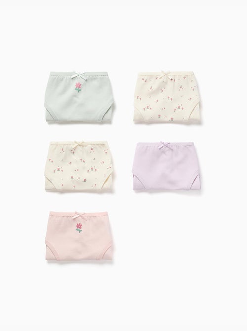 Pack de 5 bragas de algodón con flores - Kiabi Pack de 5 bragas de algodón con flores - Kiabi