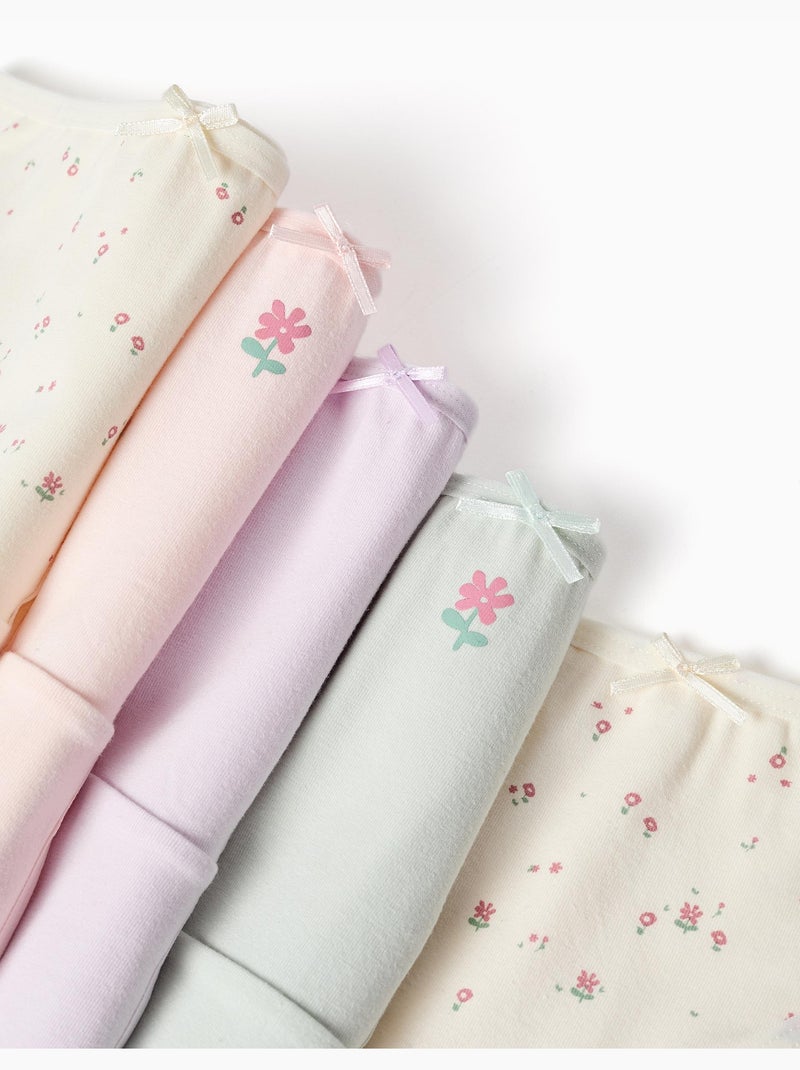Pack de 5 bragas de algodón con flores Rosa/Verde - Kiabi
