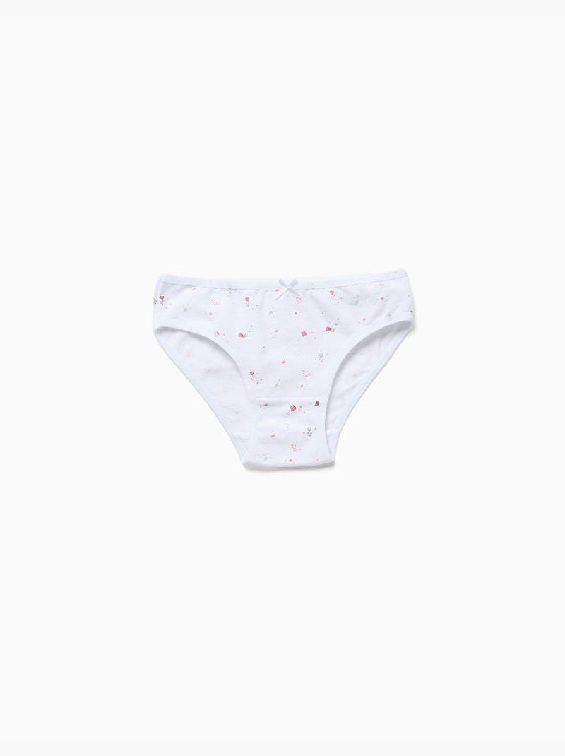 Pack de 5 bragas de algodón lisas/florales Azul Blanco - Kiabi